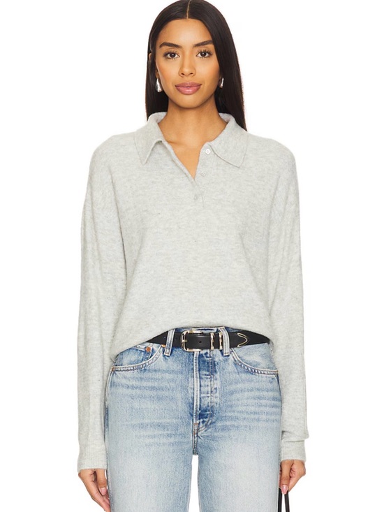 Lovers + Friends Sweaters - NWT Lovers and Friends Ivy Polo Sweater Light Grey S Soft Collared Revolve